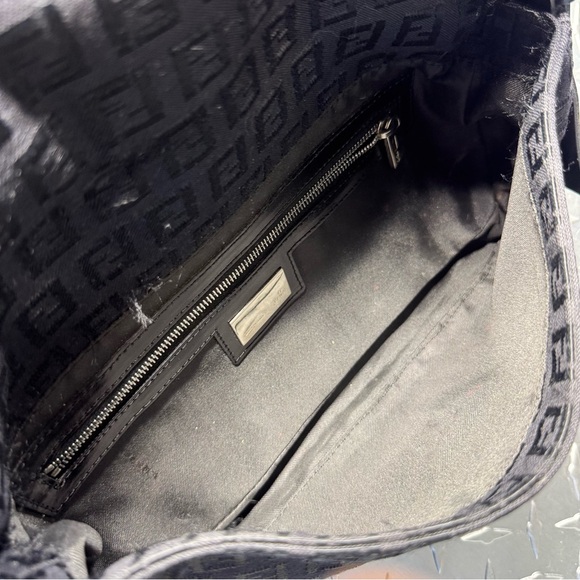 Fendi Vintage Zucchino Canvas Baguette Bag in Black - Picture 10 of 12